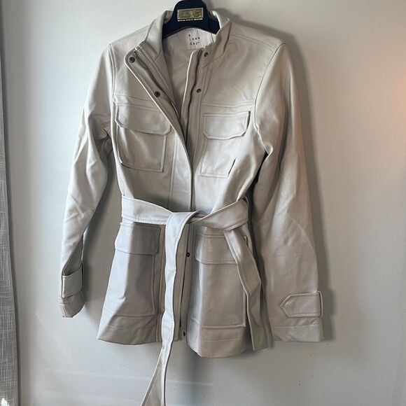 NWT Target NEW DAY Faux Leather Anorak Jacket Stone Tie Waist Jacket XS - Picture 5 of 11